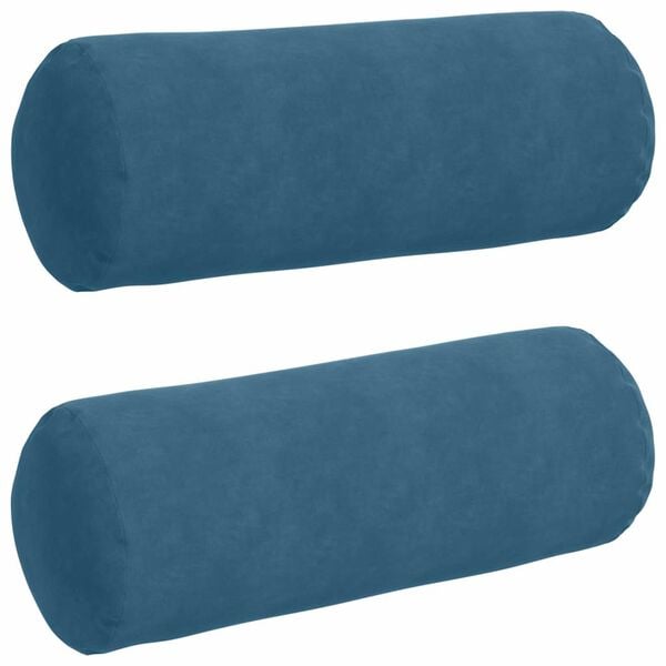 vidaXL Bolster Kussens 2 stuks Blauw Ø 25 x 70 cm Cordstof