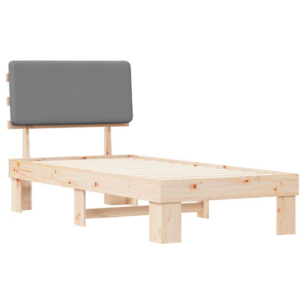 vidaXL Bedframe met Gevoerd Hoofdgedeelte Lichtgrijs 75 x 190 cm