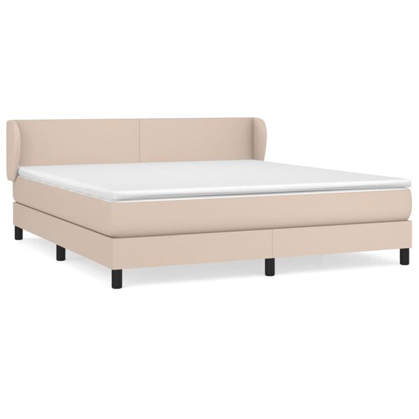 vidaXL Boxspring met matras kunstleer cappuccinokleurig 180x200 cm