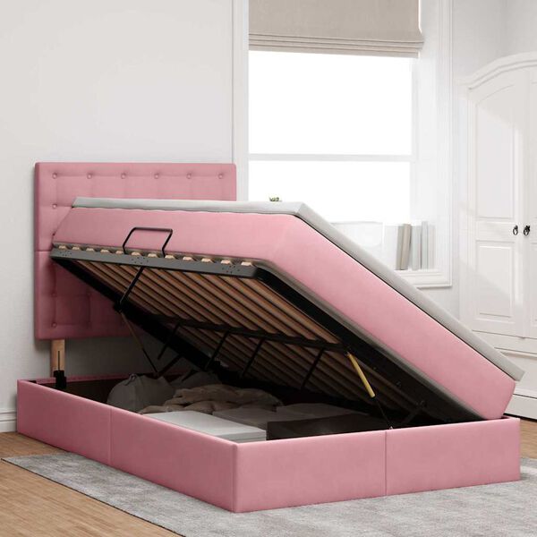 vidaXL Opslag bed met matras met matras Roze 120 x 200 cm Fluweel