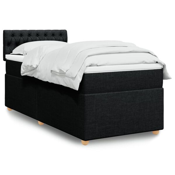 vidaXL Boxspring met matras stof zwart 90x190 cm