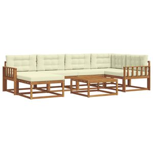 vidaXL Buiten bankenset met kussen 7 pcs Natuurlijk en Cr&egrave;me