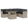 vidaXL 7-delige Loungeset met kussens poly rattan lichtgrijs