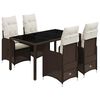 vidaXL 5-delige Bistroset met kussens poly rattan bruin