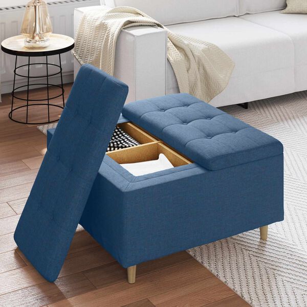 vidaXL Opslagottoman met kussen Blauw 80 x 80 x 45 cm Stof