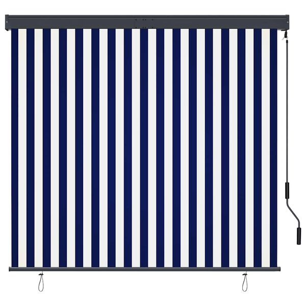 vidaXL Rolgordijn voor buiten 160x250 cm blauw en wit