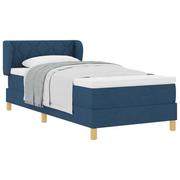 vidaXL Boxspringbed met matras met hoofdeinde Blauw 90 x 190 cm Stof