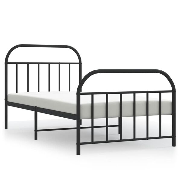 vidaXL Bedframe met hoofd- en voeteneinde metaal zwart 107x203 cm