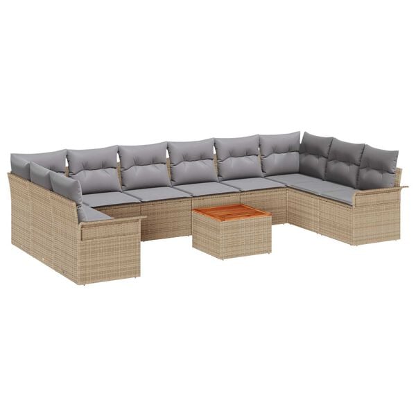 vidaXL Tuin Sofa Set met kussen met opslag 11 pcs Beige en Licht Grijs