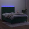vidaXL Boxspring met matras en LED fluweel donkergroen 140x190 cm