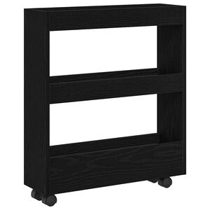 vidaXL Smalle Opbergtrolley Zwart Eiken 60 x 18 x 70 cm Bewerkt hout