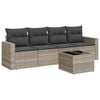 vidaXL 5-delige Loungeset met kussens poly rattan lichtgrijs
