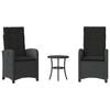 vidaXL 3-delige Bistroset met kussens poly rattan zwart