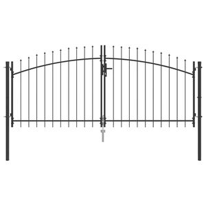vidaXL Dubbele Poort met slot Grijs 299,5 x 149,5 cm Staal