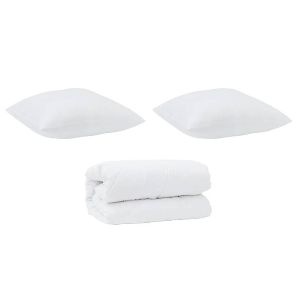 vidaXL Dekbed met kussen 3 pcs Wit Microfibre