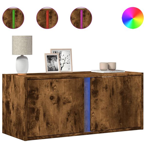 vidaXL Tv-wandmeubel met LED-verlichting 80x31x35 cm gerookt eiken