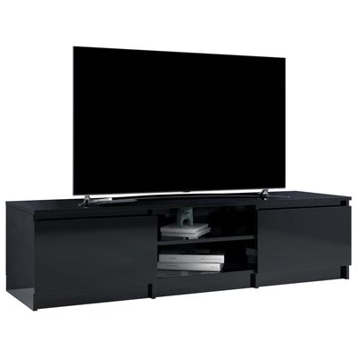 vidaXL Tv-meubel 140x40x35,5 cm bewerkt hout hoogglans zwart