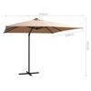 vidaXL Zweefparasol met LED en stalen paal 250x250 cm taupe
