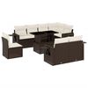 vidaXL 9-delige Loungeset met kussens poly rattan bruin