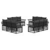 vidaXL Buiten bankenset 12 st Zwart en Donkergrijs Polyester