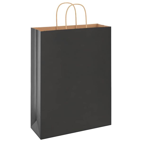 vidaXL Papieren zakken 250 st met hengsels 32x12x42 cm zwart
