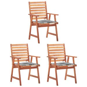 vidaXL Tuinstoelen 3 st met kussens massief acaciahout