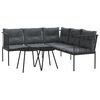 vidaXL Loungeset met kussens staal en textileen zwart