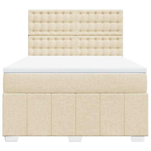 vidaXL Boxspring met matras stof cr&egrave;mekleurig 140x190 cm