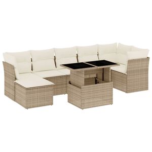 vidaXL 8-delige Loungeset met kussens poly rattan beige