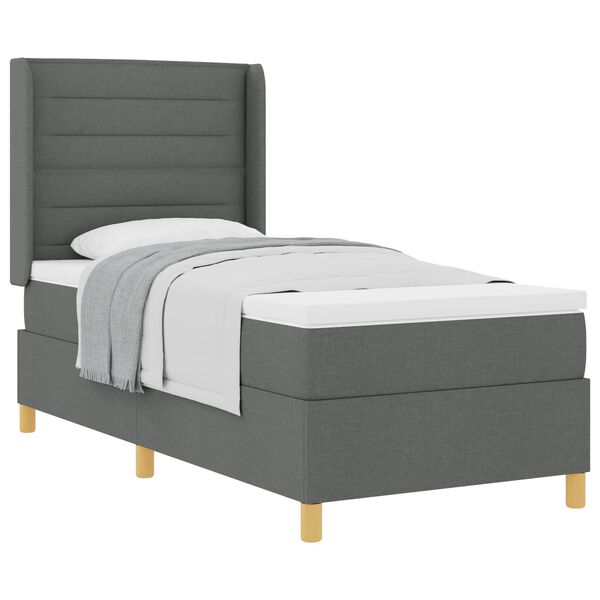 vidaXL Boxspringbed met matras Donkergrijs 90 x 190 cm Stof