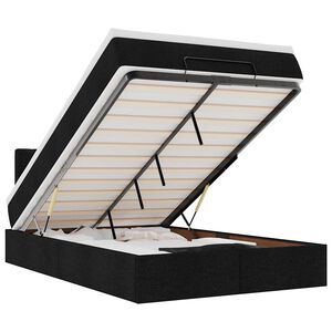 vidaXL Bed poef met matras en LED's 120x190 cm stof zwart