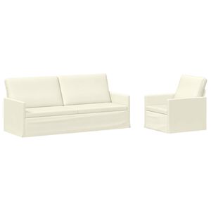 vidaXL Bankstel 2 pcs Cr&egrave;mekleurig Katoen Stof