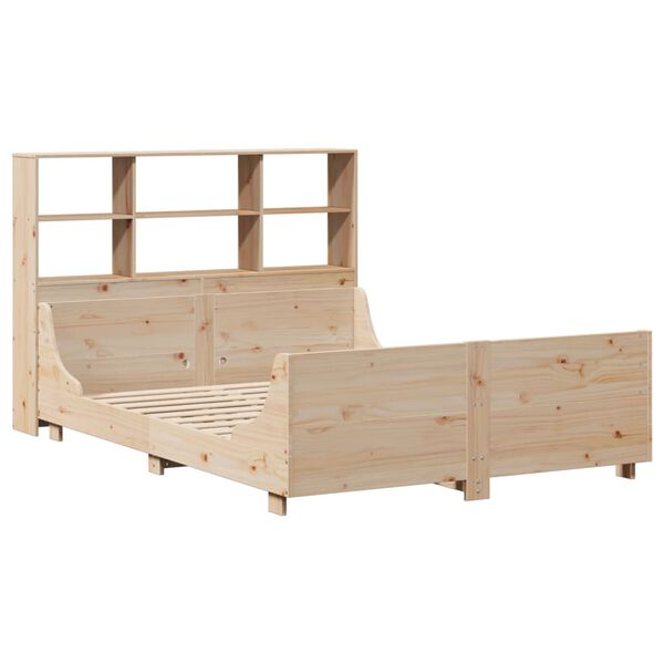 vidaXL Bed met boekenkast zonder matras massief hout 120x200 cm