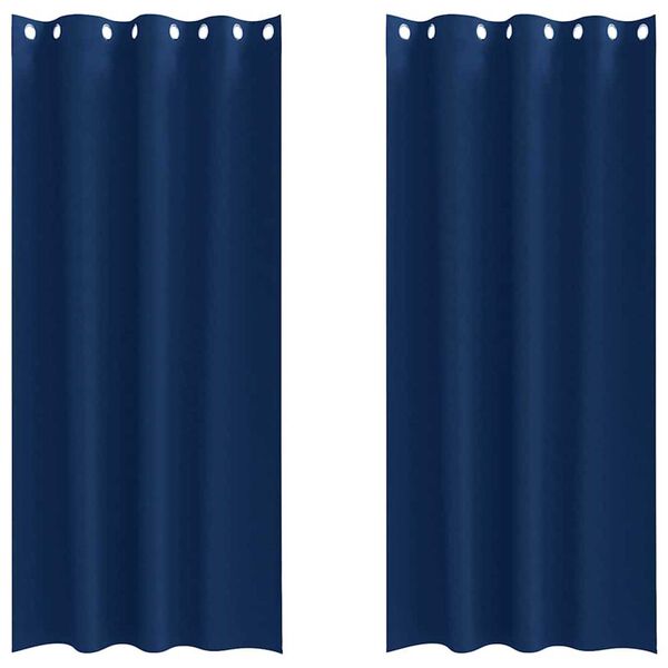 vidaXL Zwart-out Gordijnen met Ringen 2 pcs Donkerblauw 245 x 140 cm