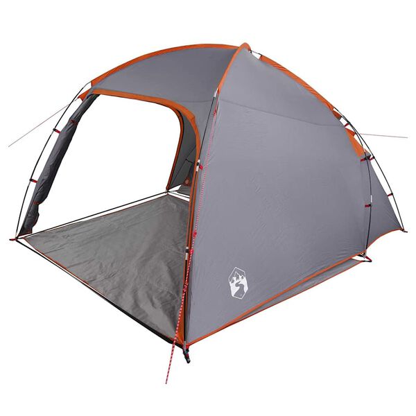 vidaXL Tent Grijs en Oranje 370 x 230 x 185 cm Polyester en glasvezel