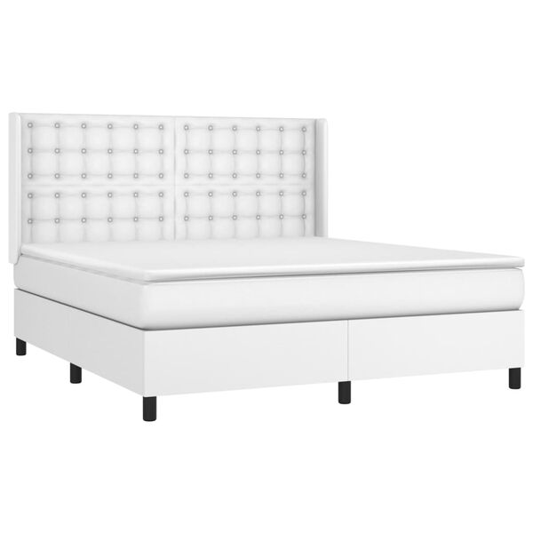 vidaXL Boxspring met matras en LED kunstleer wit 180x200 cm