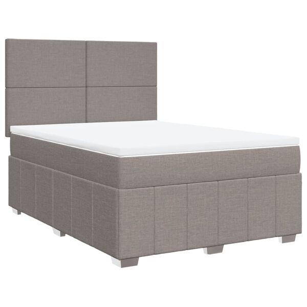 vidaXL Boxspring met matras stof taupe 140x190 cm