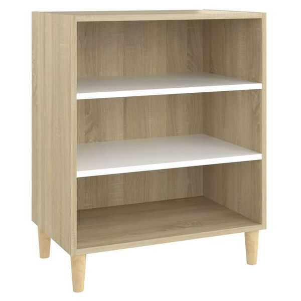 vidaXL Dressoir 57x35x70 cm bewerkt hout wit en sonoma eikenkleurig