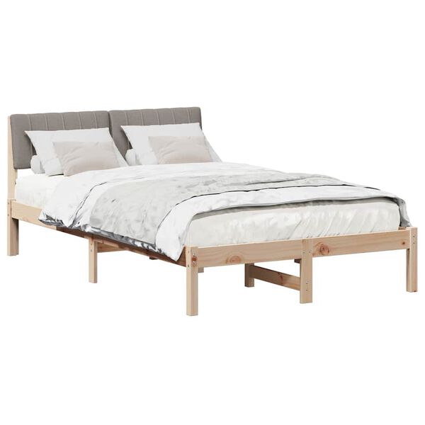vidaXL Bedframe Bruin en taupe 120 x 190 cm Massief grenenhout