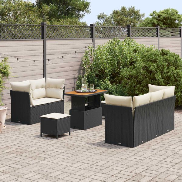 vidaXL Tuin Sofa Set 8 pcs Zwart poly rattan