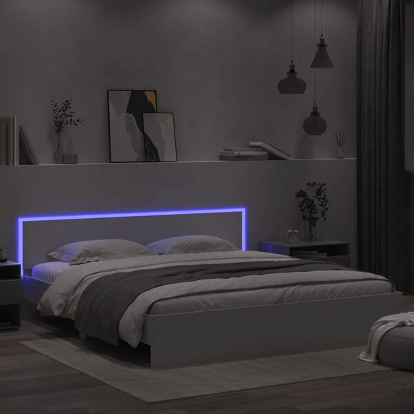 vidaXL Bedframe met hoofdeinde en LED wit 180x200 cm