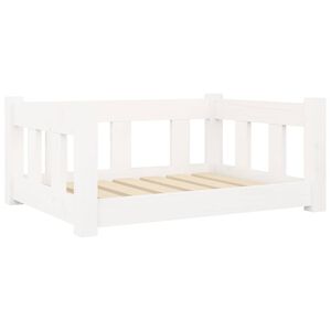 vidaXL Hondenmand 65,5x50,5x28 cm massief grenenhout wit