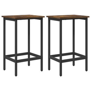 vidaXL Barkruk 2 st Gerookt eiken 40 x 32 x 64 cm Bewerkt hout
