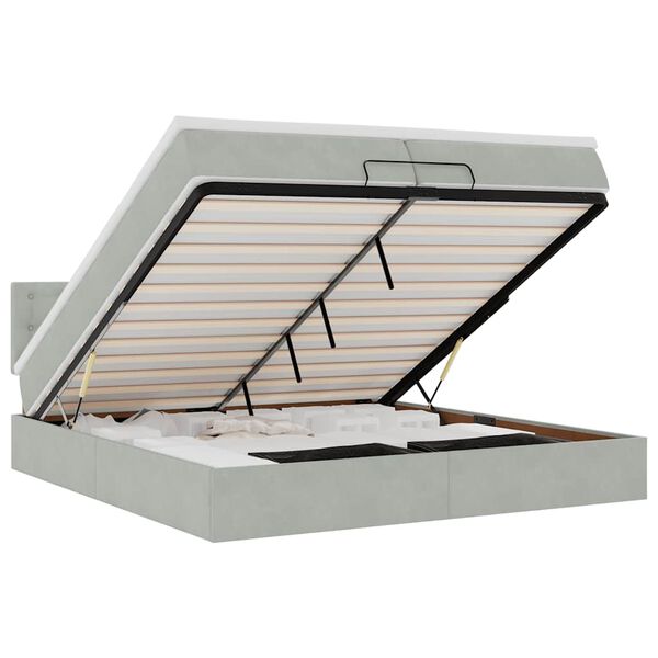 vidaXL Ottoman bed met matras 200x200 cm fluweel lichtgrijs