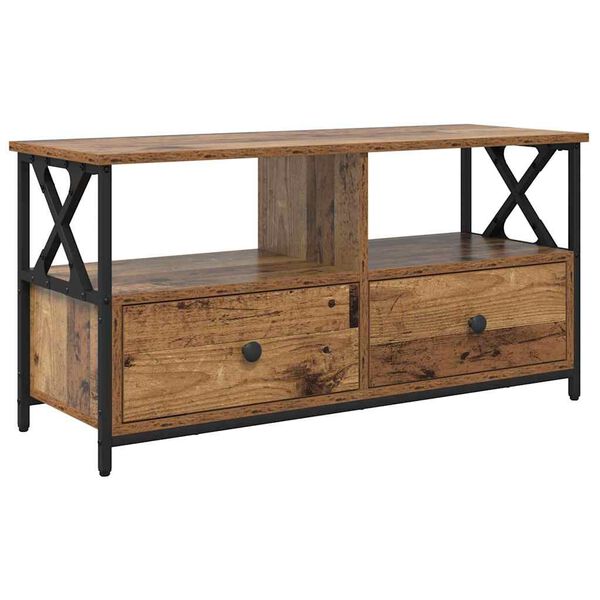 vidaXL TV-kast Oud Hout 90 x 33 x 45 cm Engineered hout en staal
