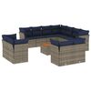 vidaXL 12-delige Loungeset met kussens poly rattan grijs