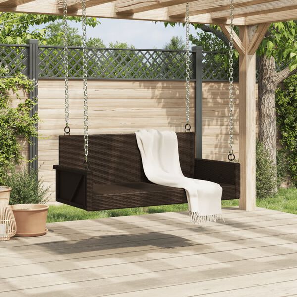 vidaXL Schommelbank 119x56x48 cm poly rattan bruin
