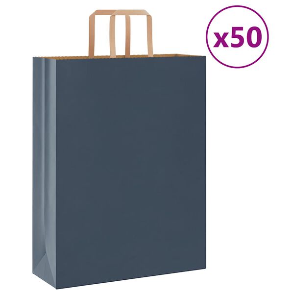 vidaXL Papieren zakken 50 st met hengsels 32x12x42 cm blauw