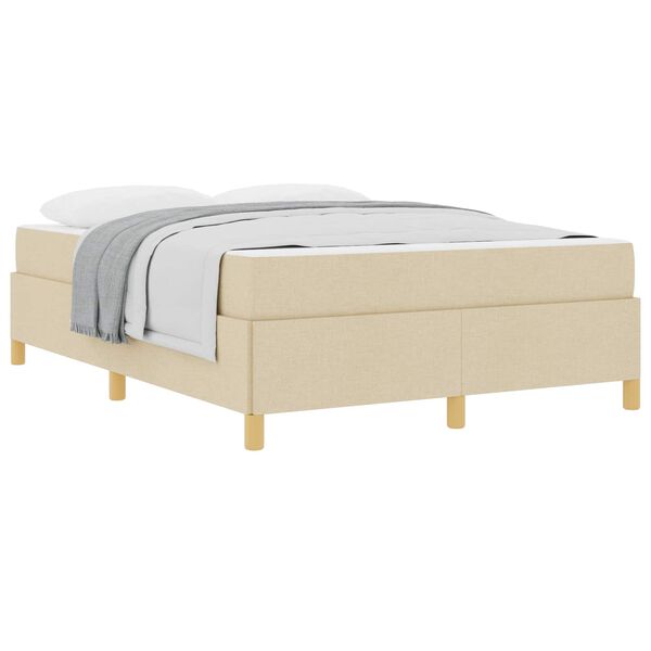 vidaXL Bedframe met matras Cr&egrave;me 140 x 190 cm Stof