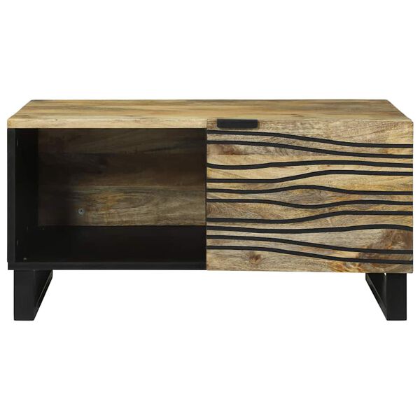 vidaXL Salontafel Bruin en zwart 80 x 50 x 40 cm Massief acaciahout